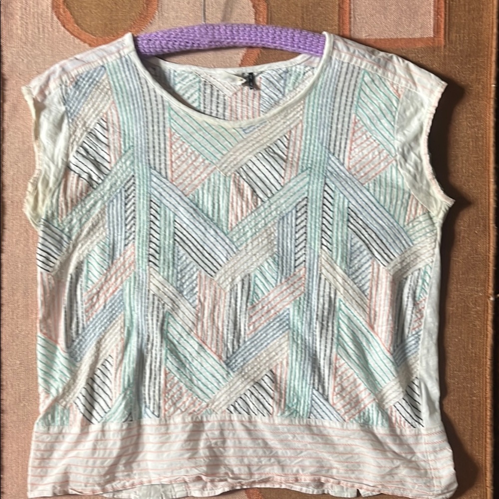 Akemi + Kin Cotton Top with Multicolor stitching